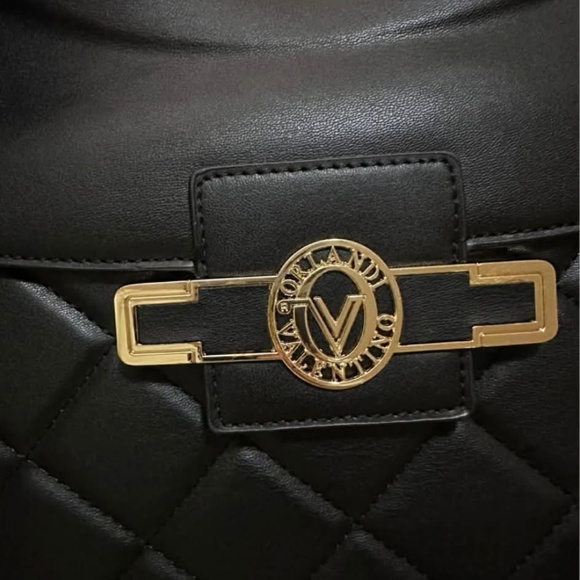 NEW! VALENTINO ORLANDI Quilted Vegan Crossbody Top Handle Bag Black Purse Iconic - Picture 6 of 6